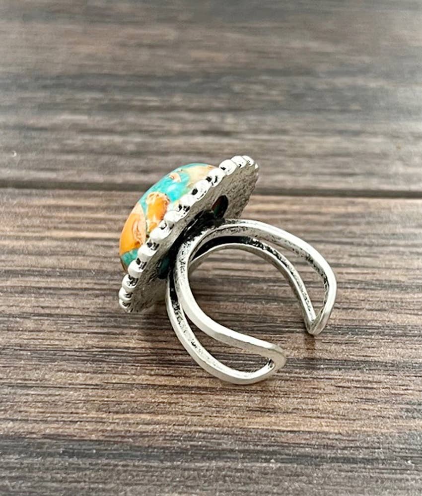 18mm Gemstone Adjustable Ring