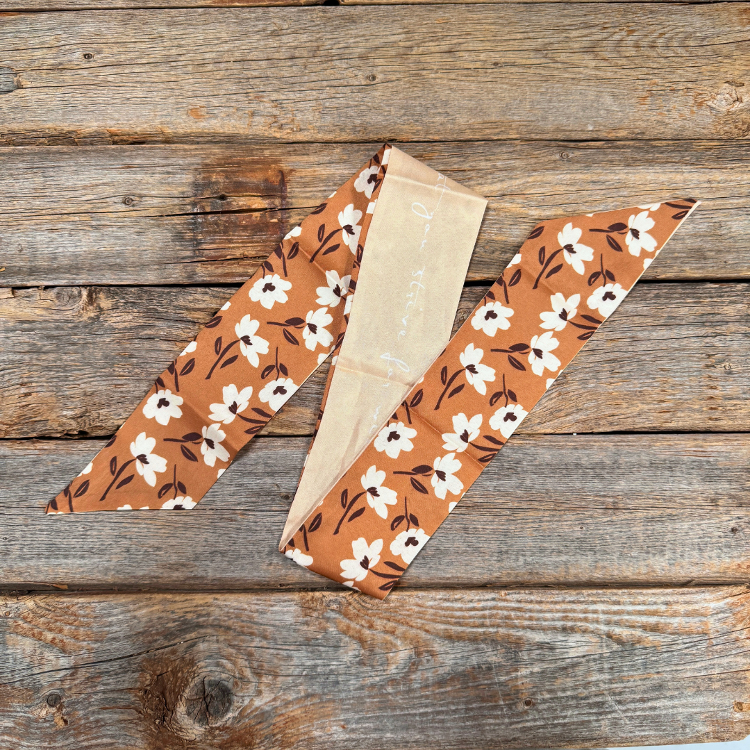 Brown and Cream Western Skinny Mini Wild Rag Scarf / Cowgirl Necktie #TW123