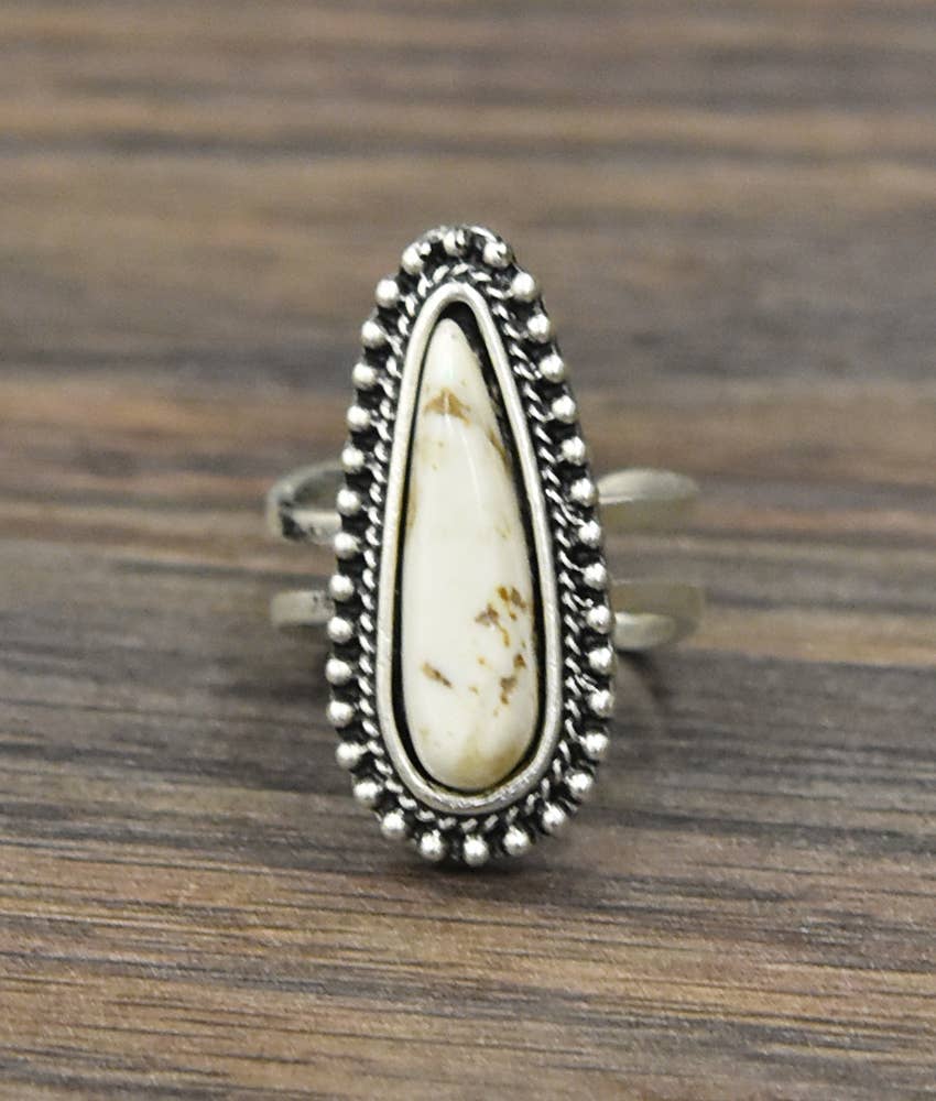 White Turquoise Adjustable Ring