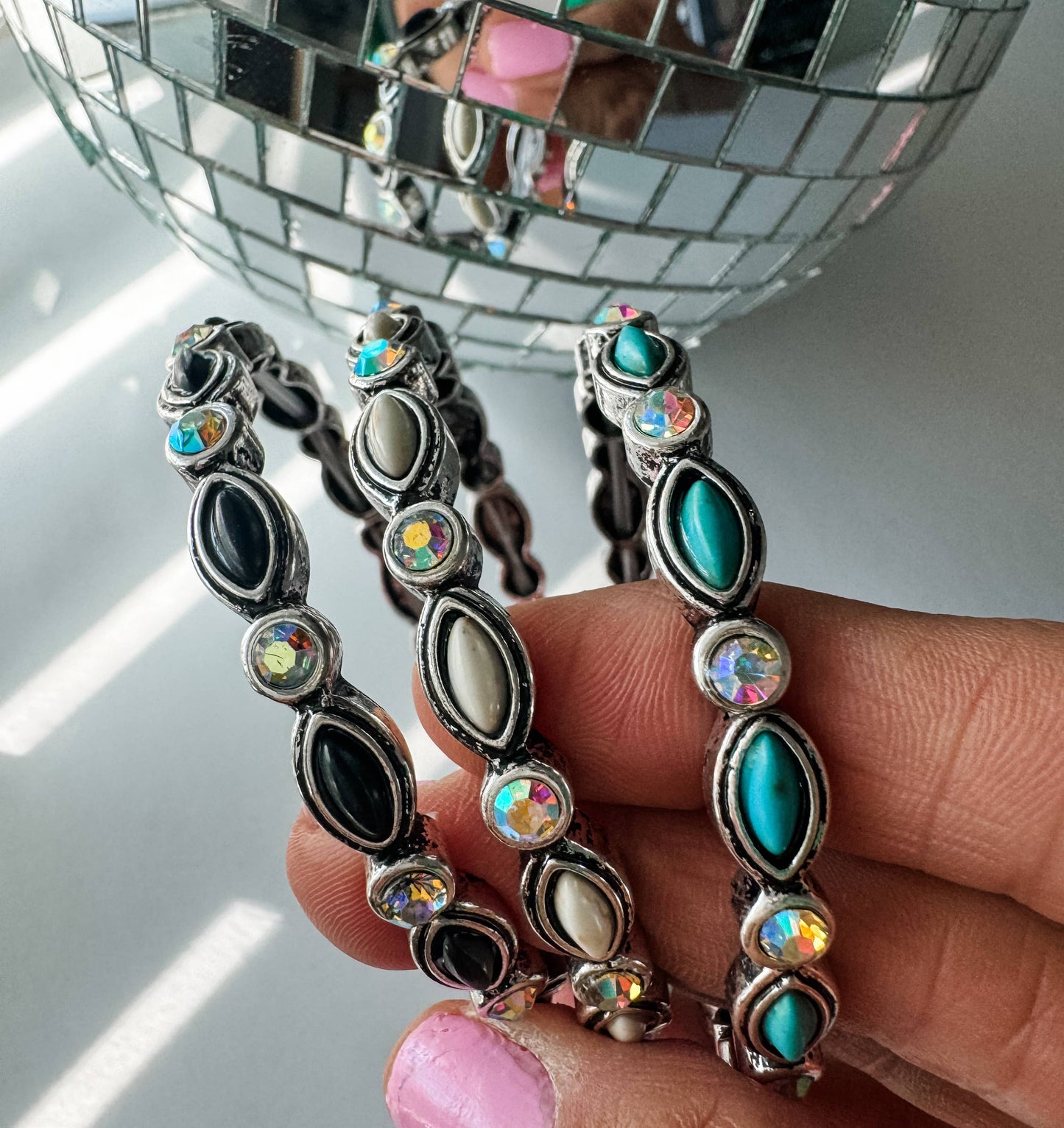 Western Style Stone Stretch Bracelet AB Stone