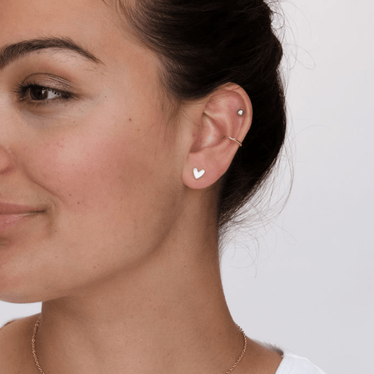 White Sweetheart Stud Earrings