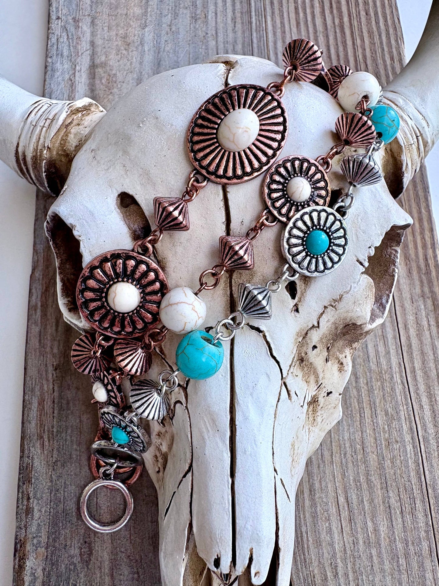 Western Concho Stone Linked Bracelet