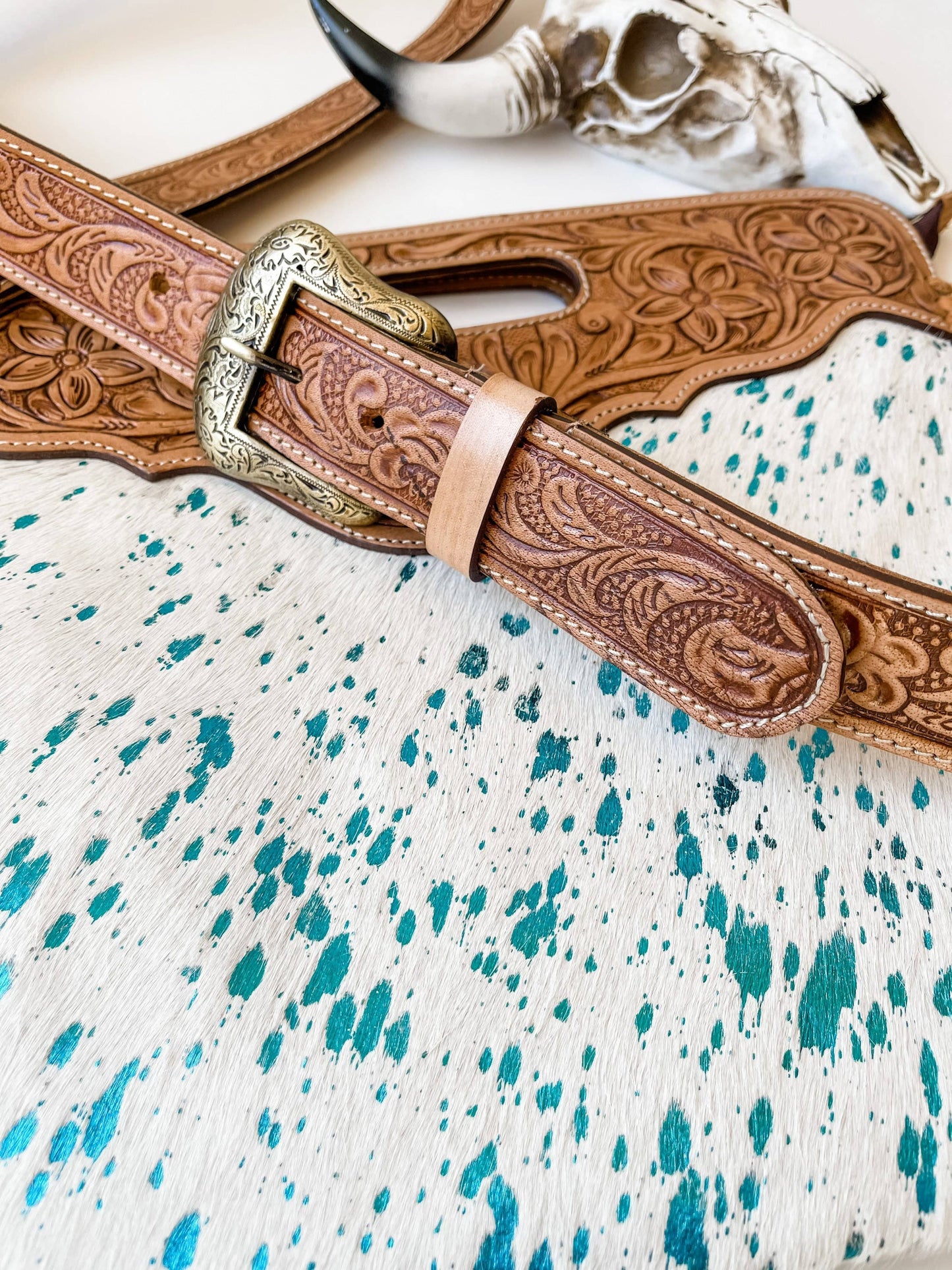 Western Hand Tooled Purse Strap