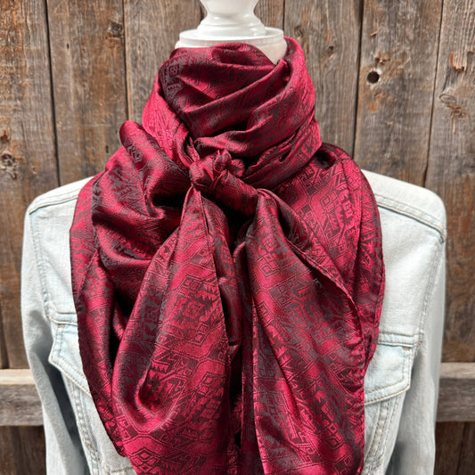 42X42" Burgundy Jacquard XL Wild Rag / Scarf WR3510