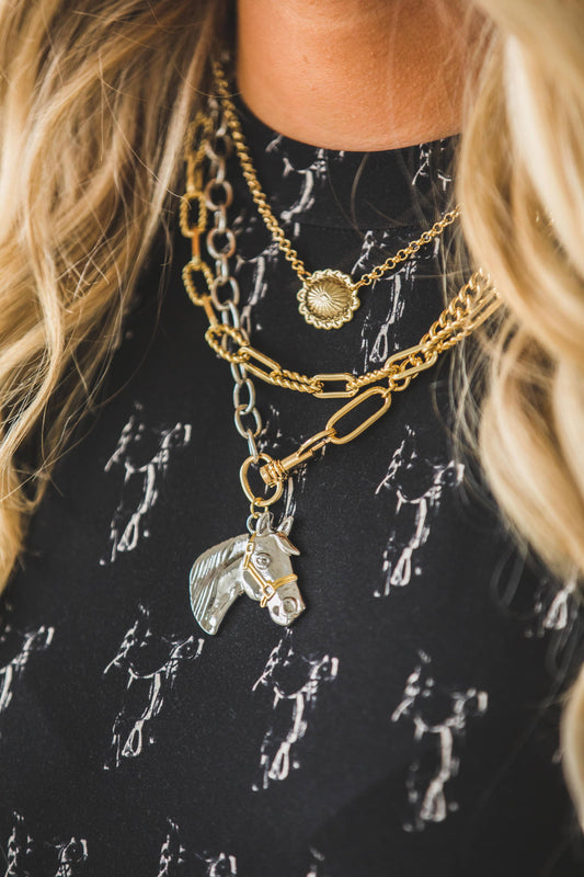 15" 18K Gold Plated Dainty Concho Necklace