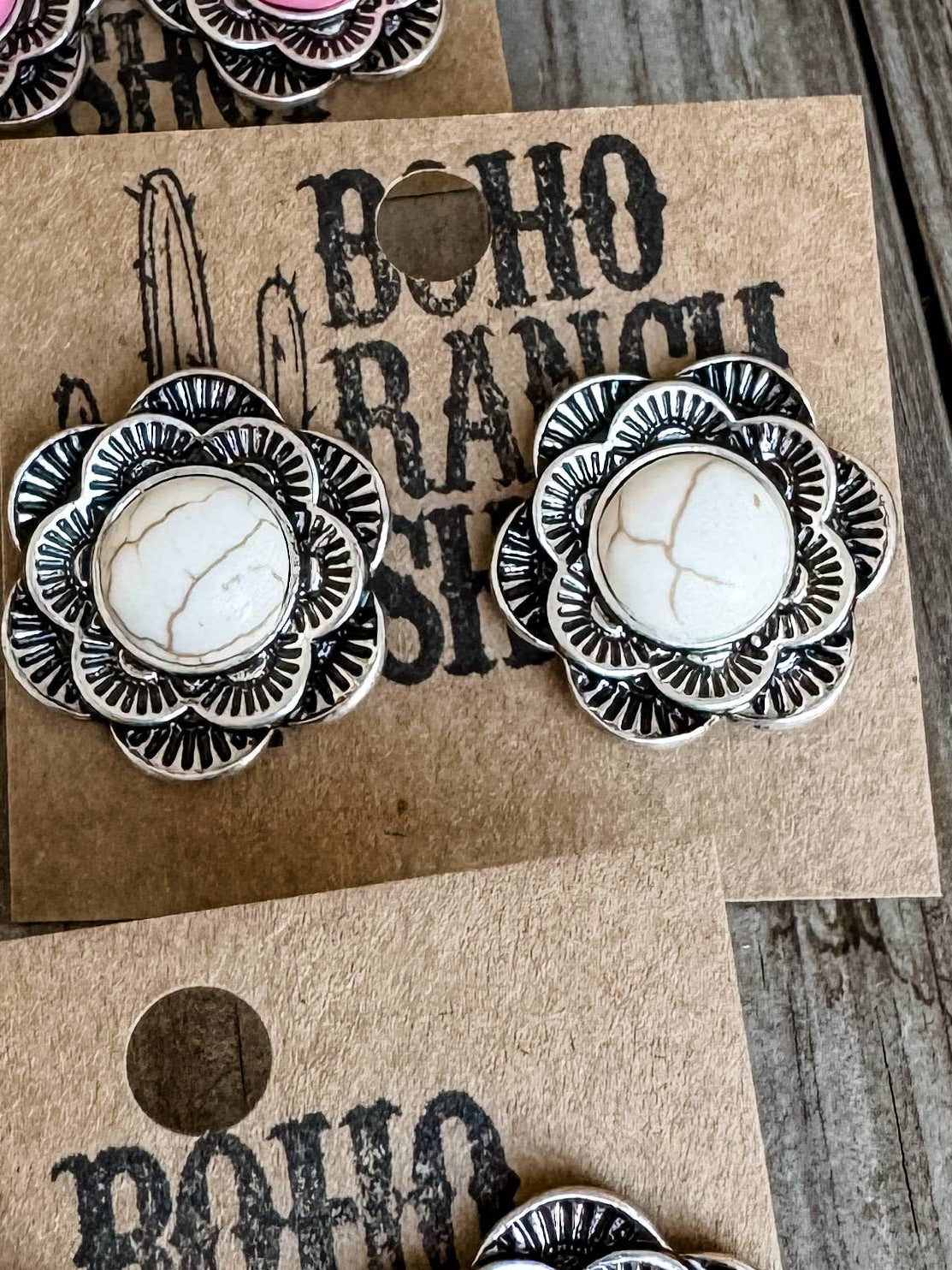 Western Stone Flower Post Earrings