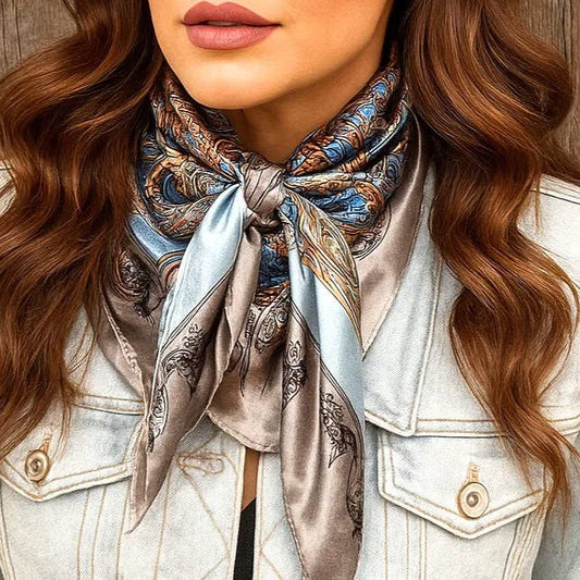 35X35"  Blue and Grey Safari Wild Rag / Scarf WR3399