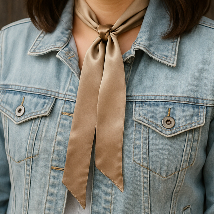 Tan Western Skinny Mini Wild Rag Scarf / Cowgirl Necktie #TW303