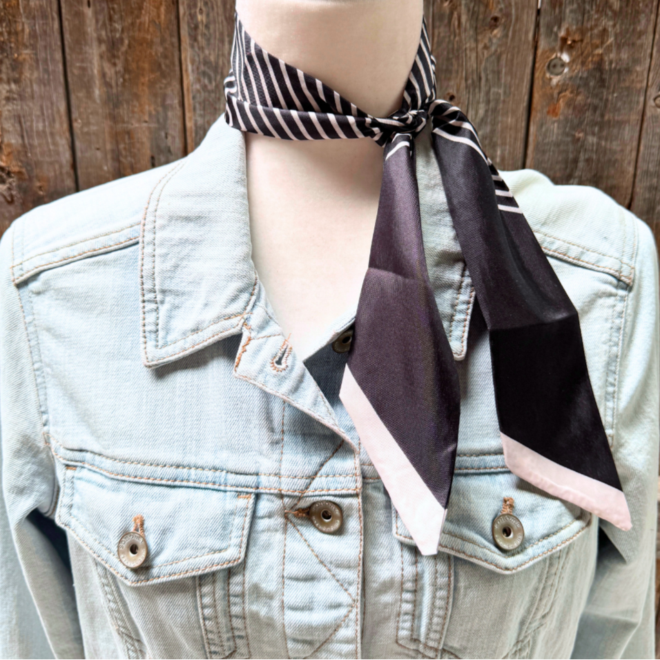 Black and White Western Skinny Mini Wild Rag Scarf / Cowgirl Necktie #TW130
