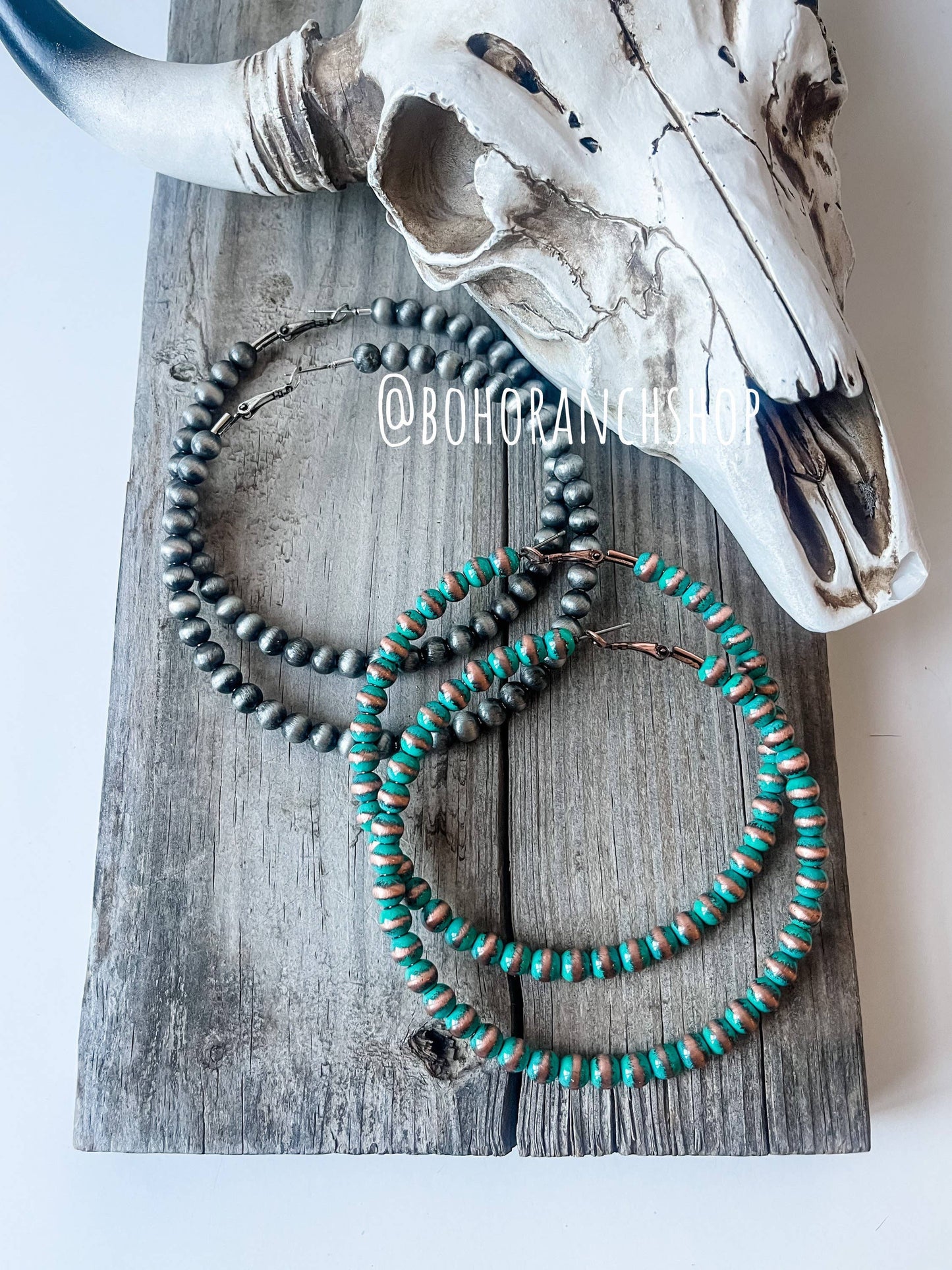 3” Western Navajo Pearl Hoops Earrings