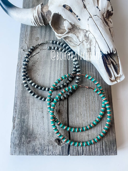 3” Western Navajo Pearl Hoops Earrings