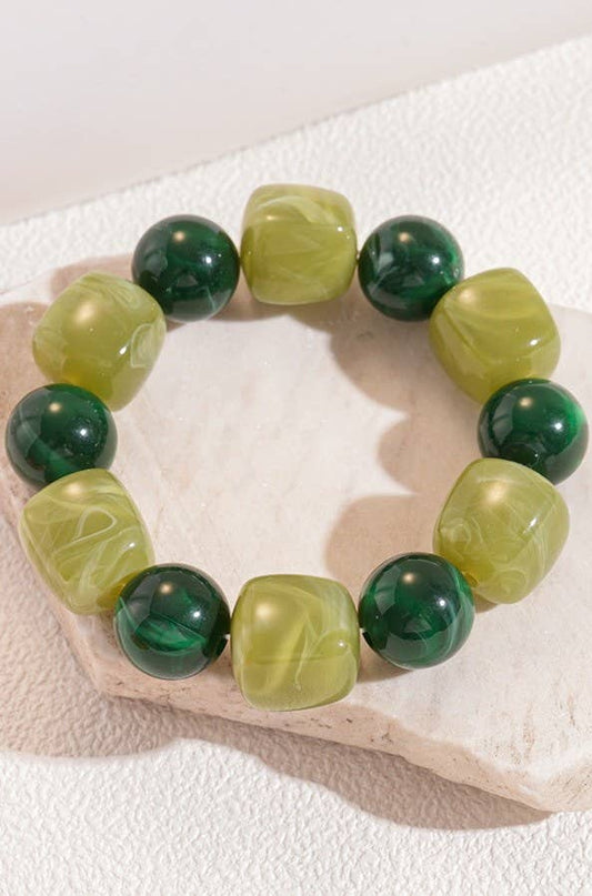 Color-Block Cube Circle Stretch Cord Bracelet