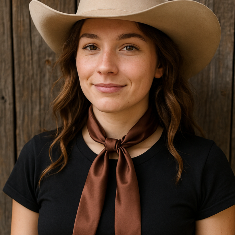 Brown Western Skinny Mini Wild Rag Scarf / Cowgirl Necktie #TW311