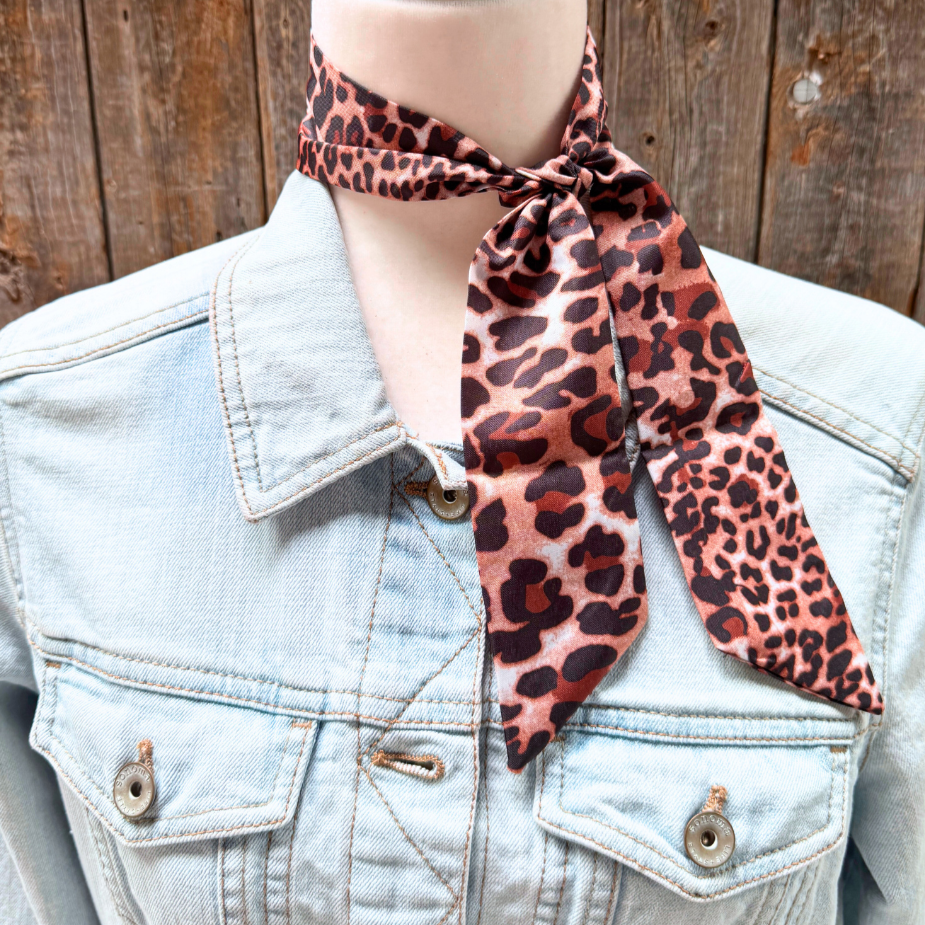 Tan and Brown Western Skinny Mini Wild Rag Scarf / Cowgirl Necktie #TW118