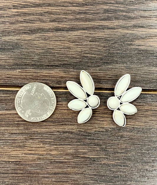 Western White Turquoise Stud Earrings