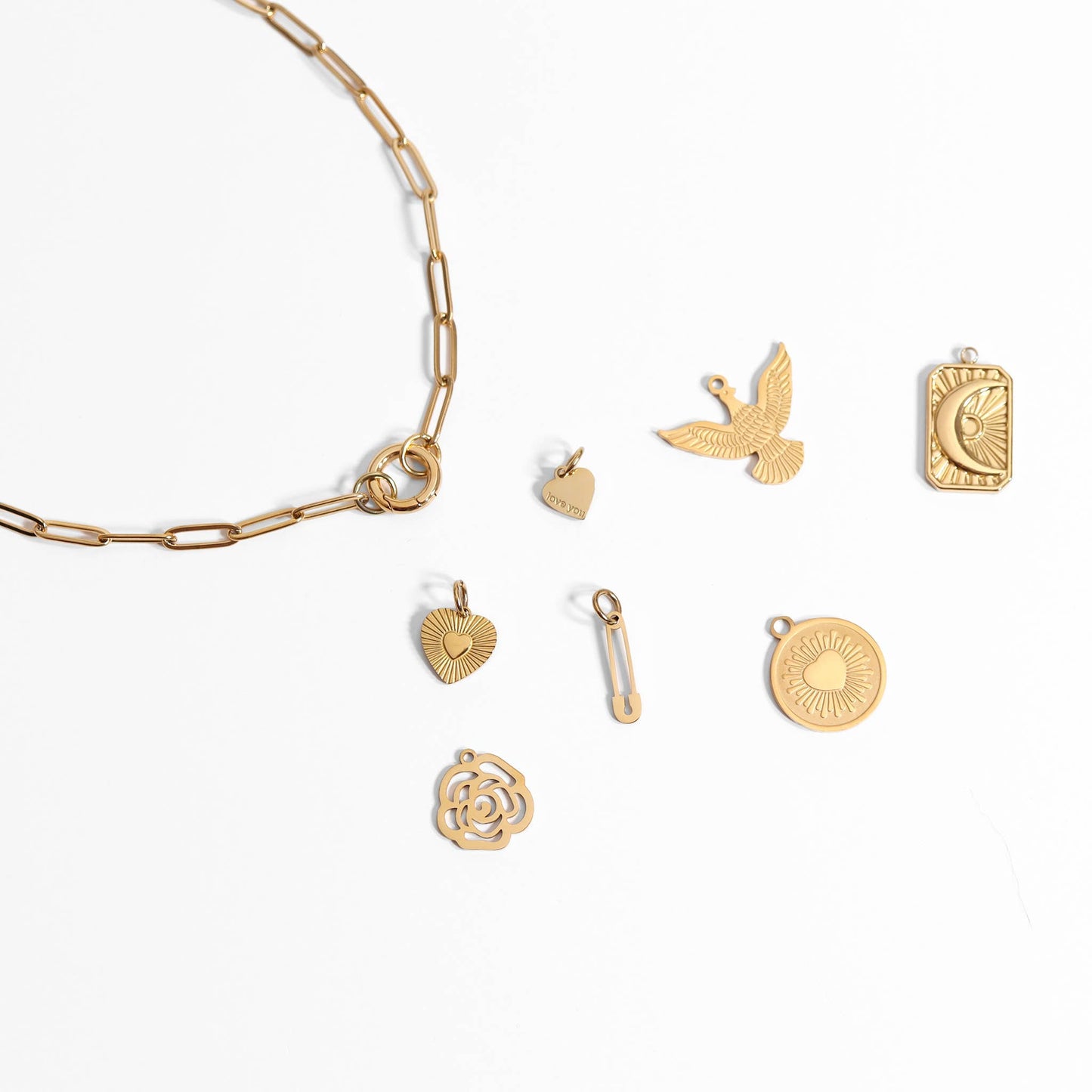 Stainless Steel Paperclip Carabiner Charm Holder Necklace