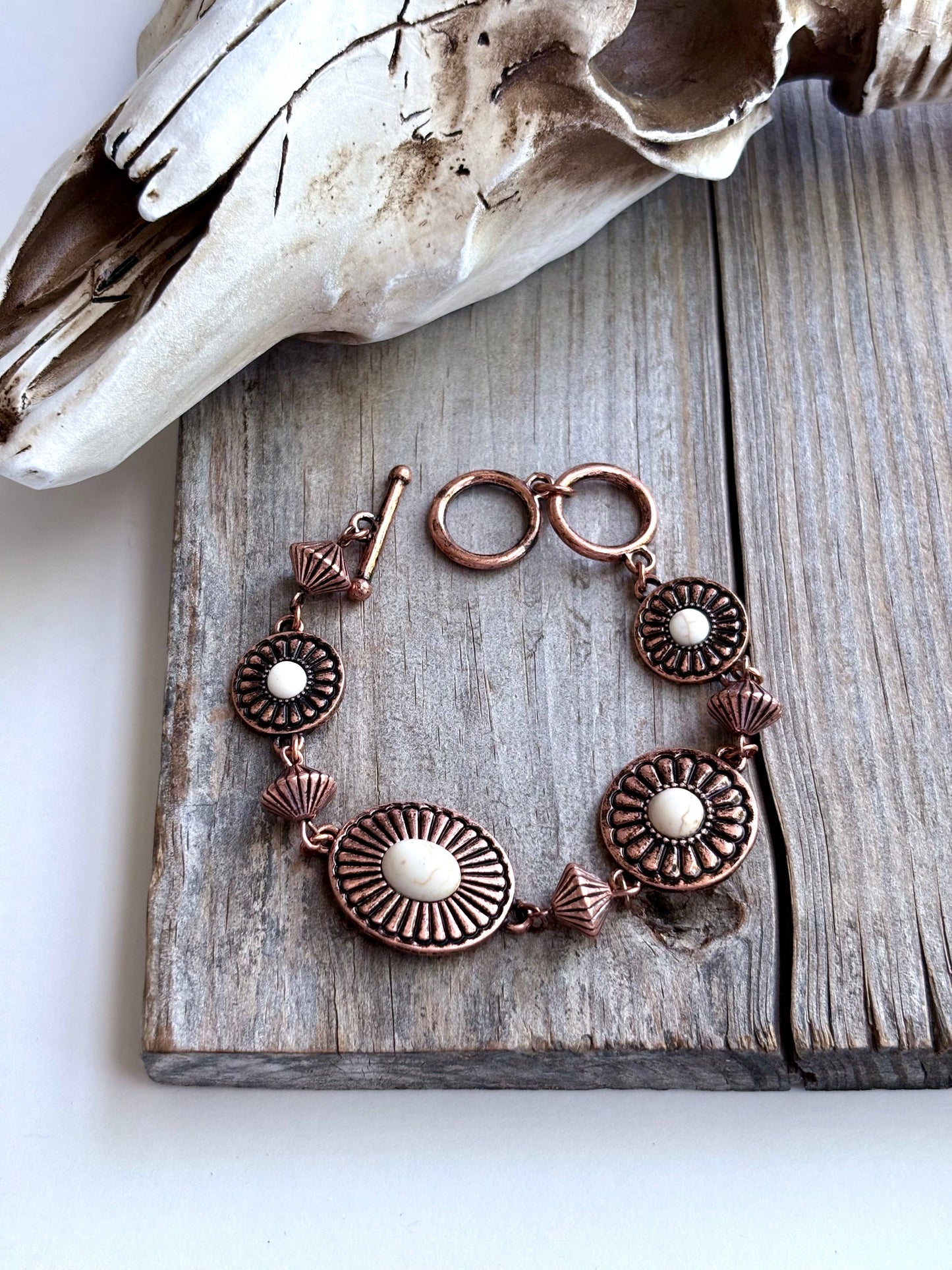 Western Concho Stone Linked Bracelet