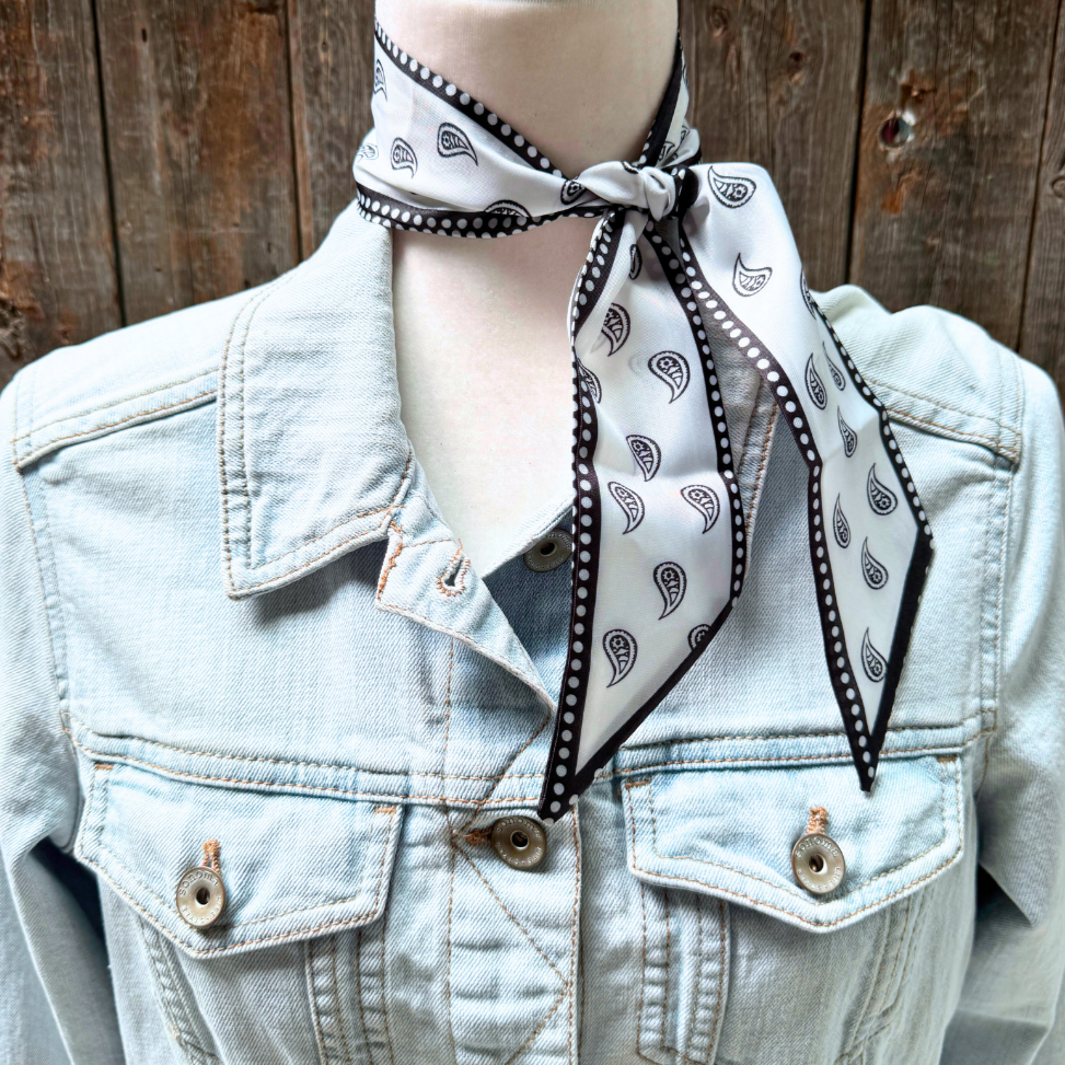 Black and White Western Skinny Mini Wild Rag Scarf / Cowgirl Necktie #TW120