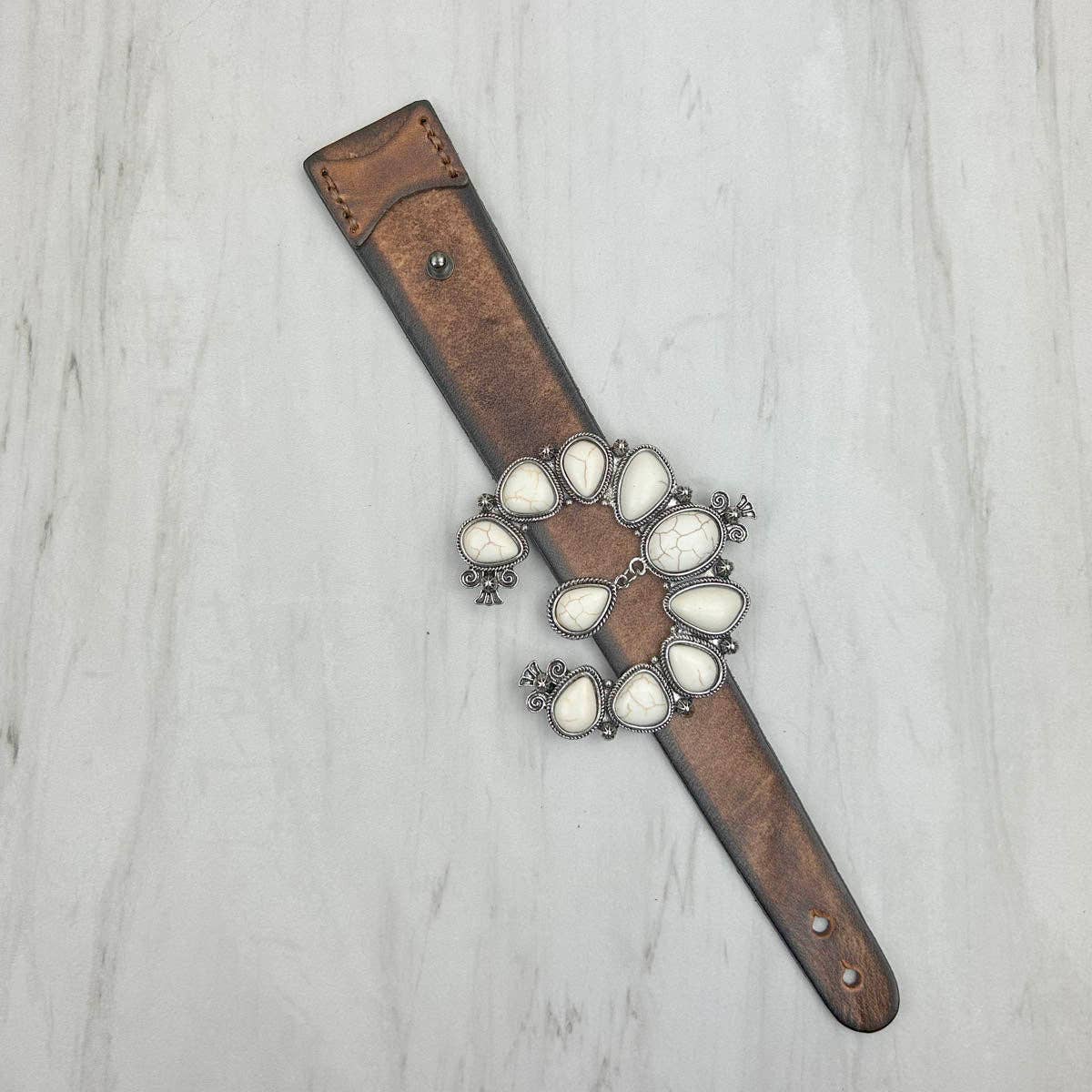 Brown Leather Blossom Squash Bracelet