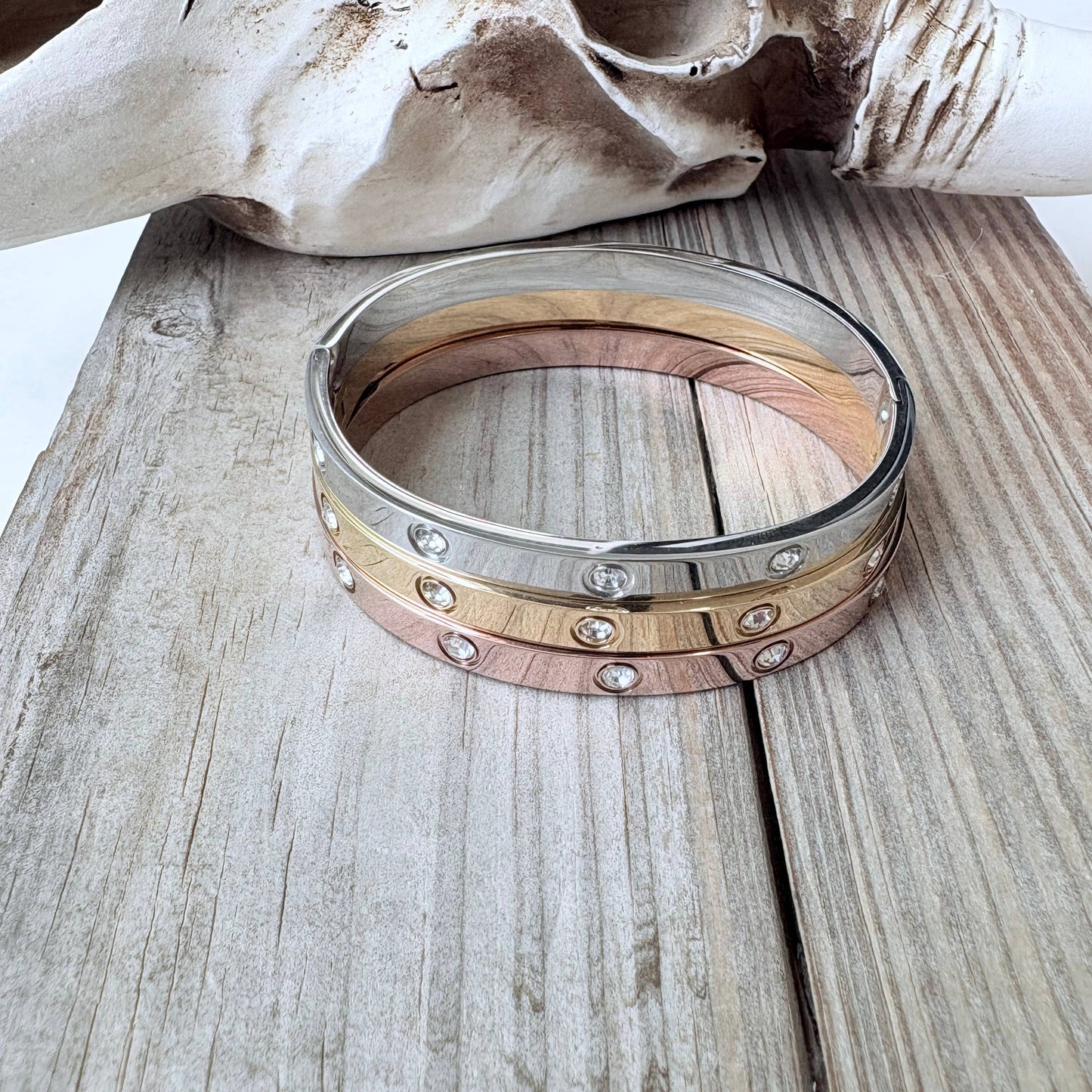 Rhinestone Love Style Bangle Bracelet