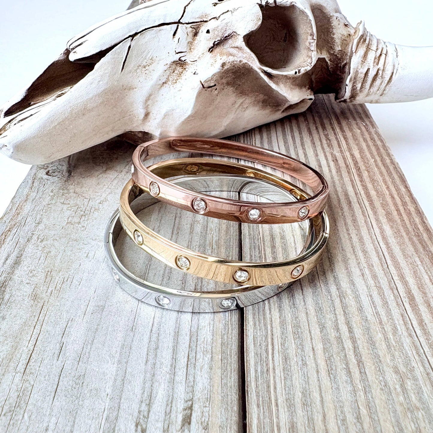 Rhinestone Love Style Bangle Bracelet