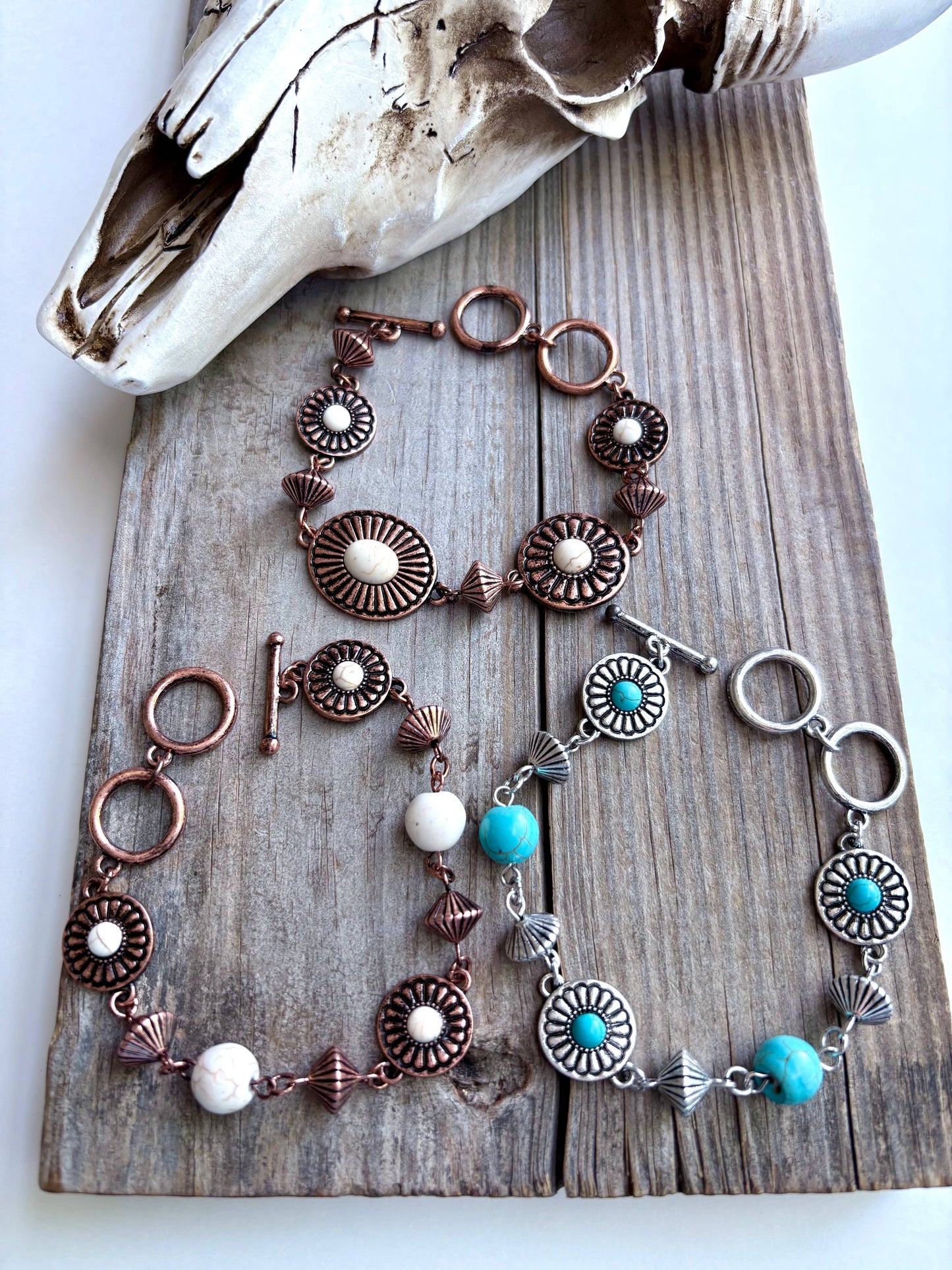 Western Concho Stone Linked Bracelet