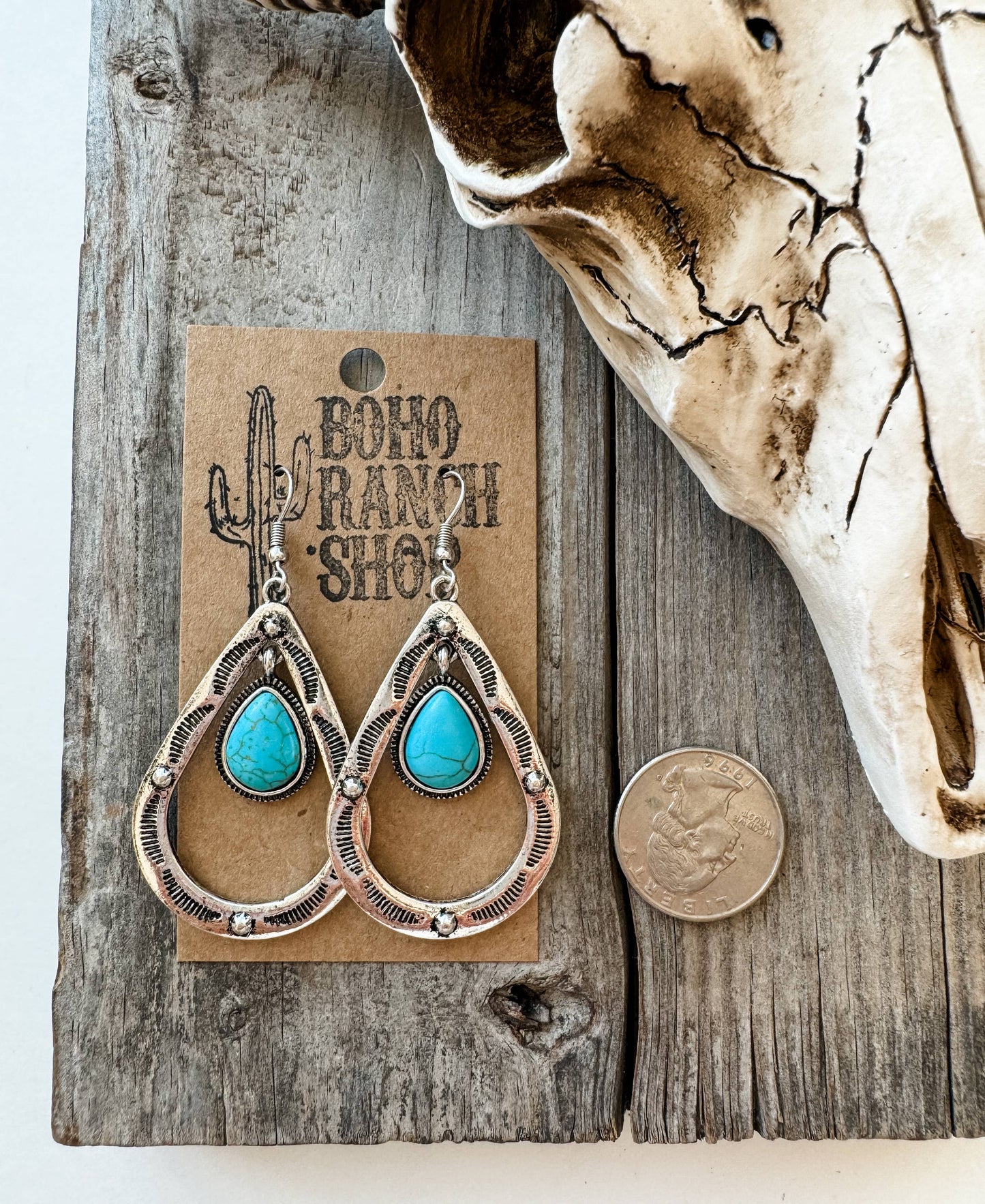 Western Teardrop Stone Earrings