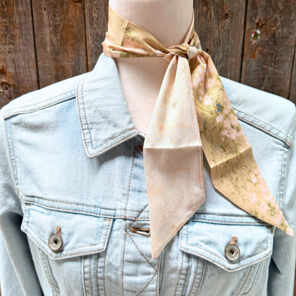 Green and Cream Western Skinny Mini Wild Rag Scarf / Cowgirl Necktie #TW105