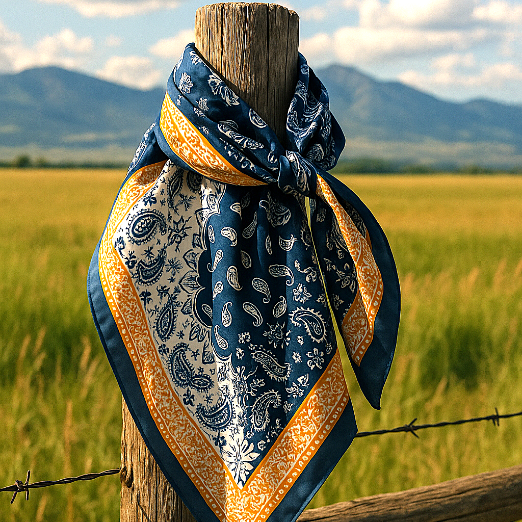 35X35"  Blue Two-Toned Paisley Wild Rag/Scarf WR3300