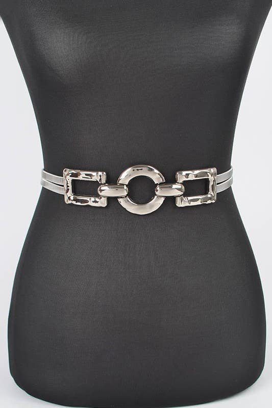 Hammered Metal Buckle Plus Size Stretch Belt HB8656