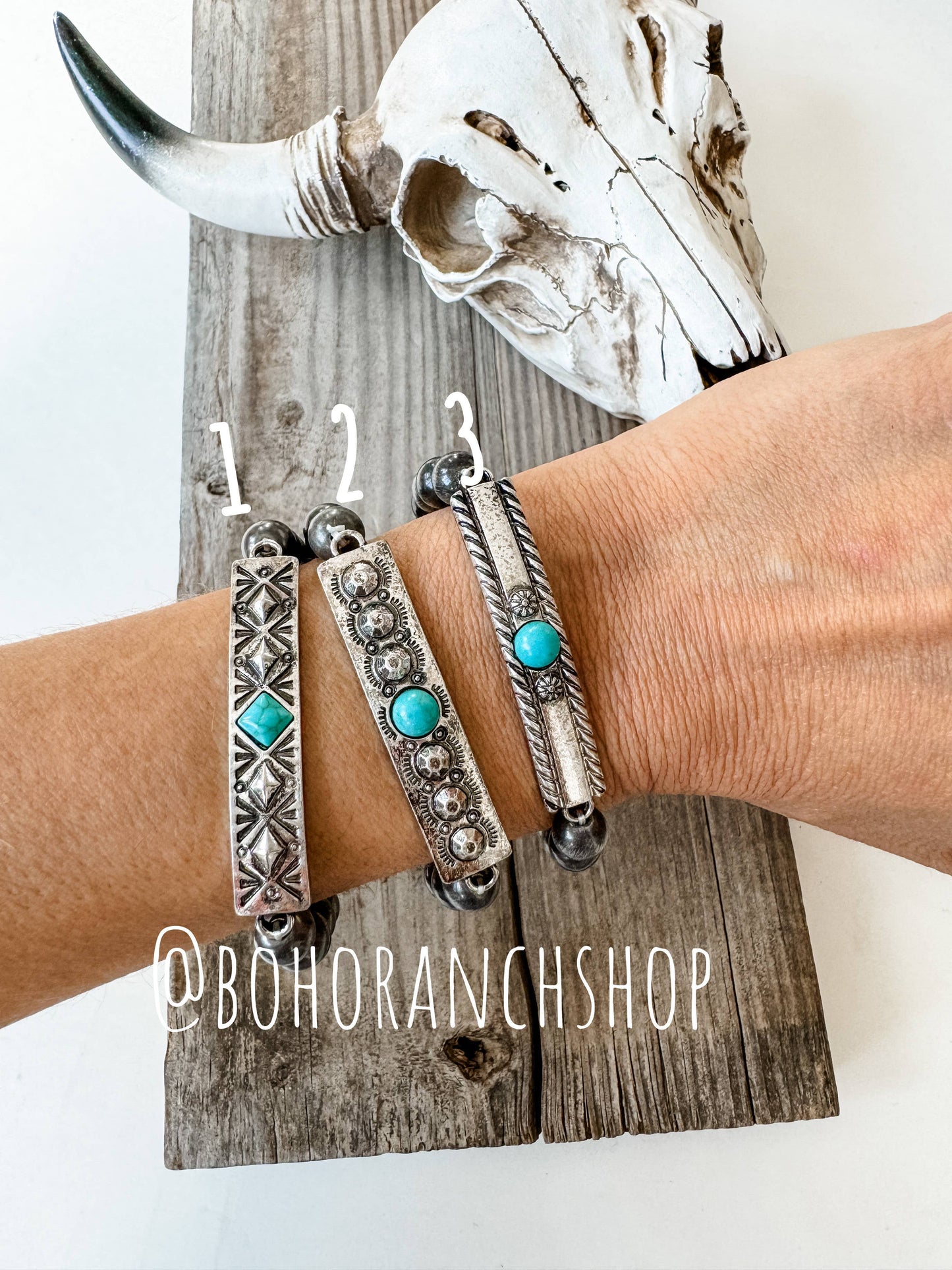 Aztec Boho Western Concho Stretch Bracelet