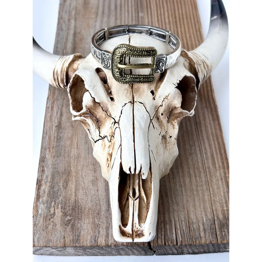 Western Belt Buckle Bar Bangle Stretch Bracelet