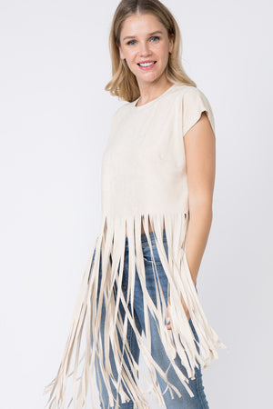 Faux Suede Short Sleeve Top