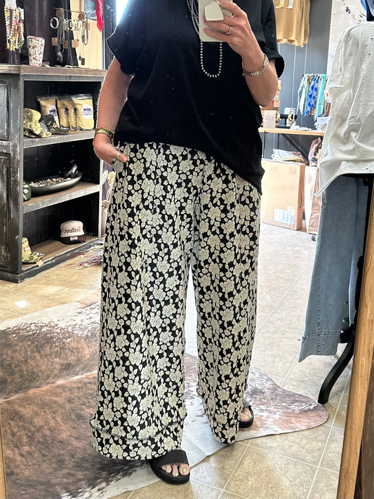 Bloom & Stripe Wide Leg Pants