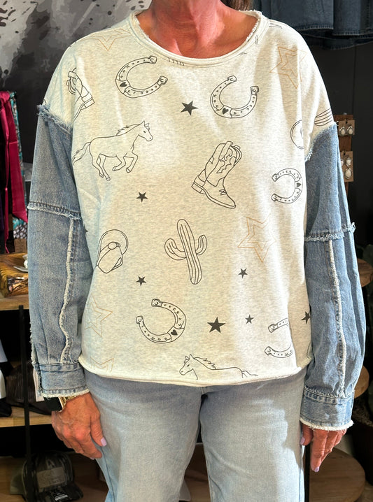 Denim Trails Pullover