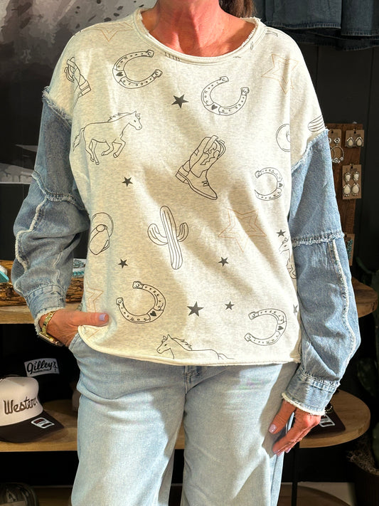 Denim Trails Pullover