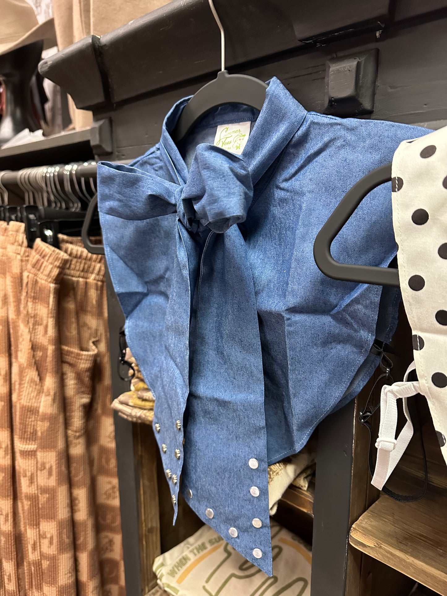 Denim Bow Collar