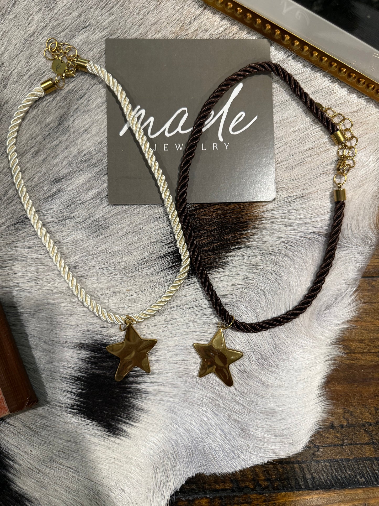 Cord Necklace with Gold Star Pendant