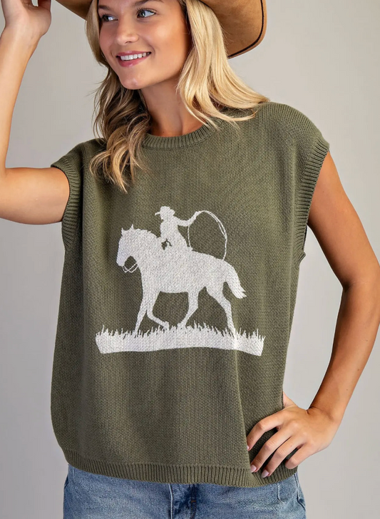 Roping Shadow Sleeveless Sweater