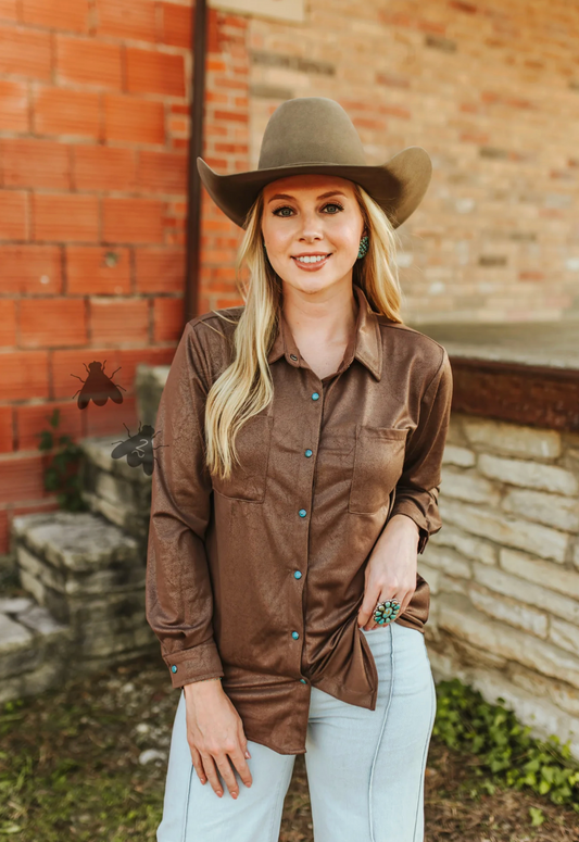 LEATHER LUX BUTTON DOWN