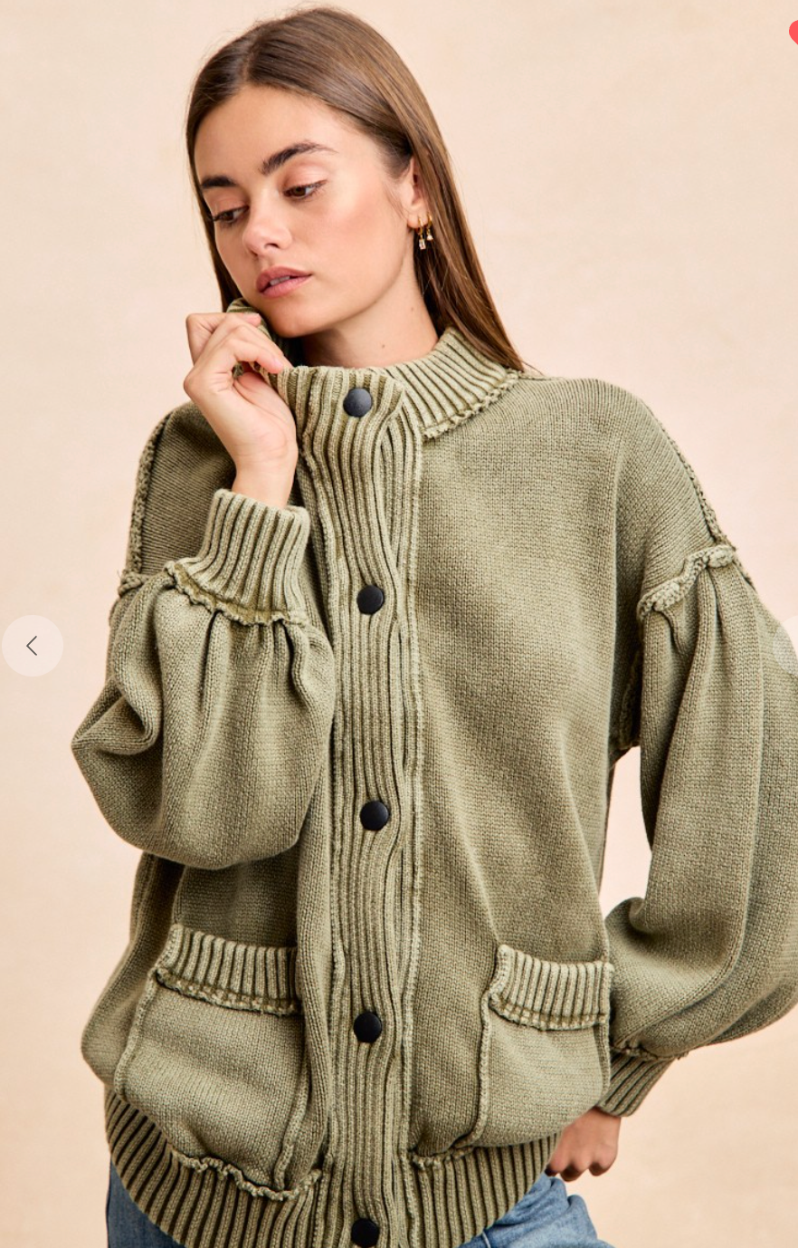 Vintage Olive Slouch Cardigan