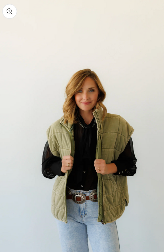 Olive Quilted Vest