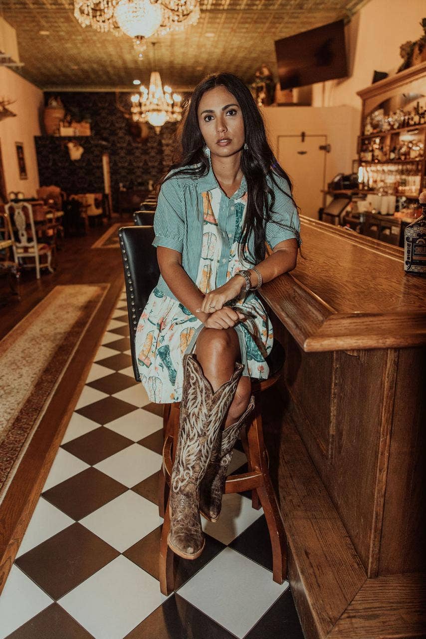 KICKING BOOTS FLORAL DRESS