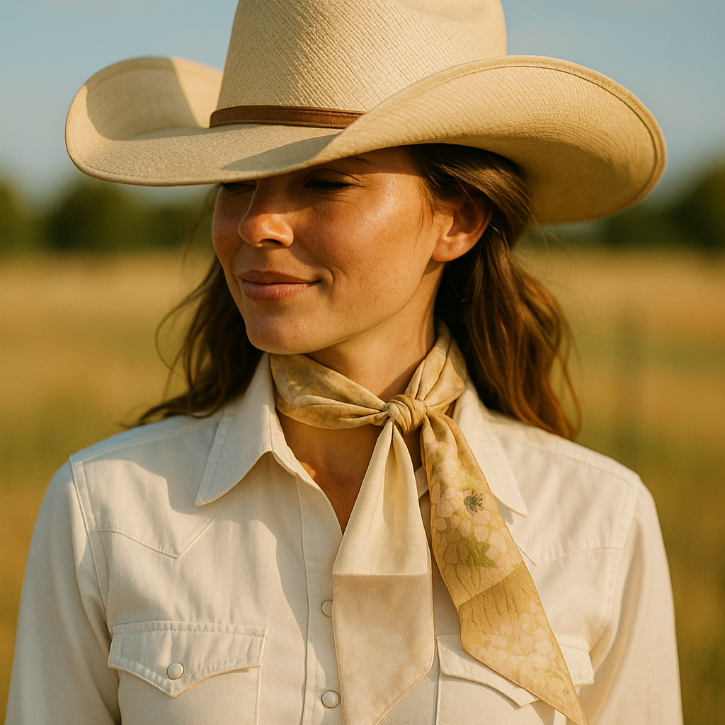 Green and Cream Western Skinny Mini Wild Rag Scarf / Cowgirl Necktie #TW105