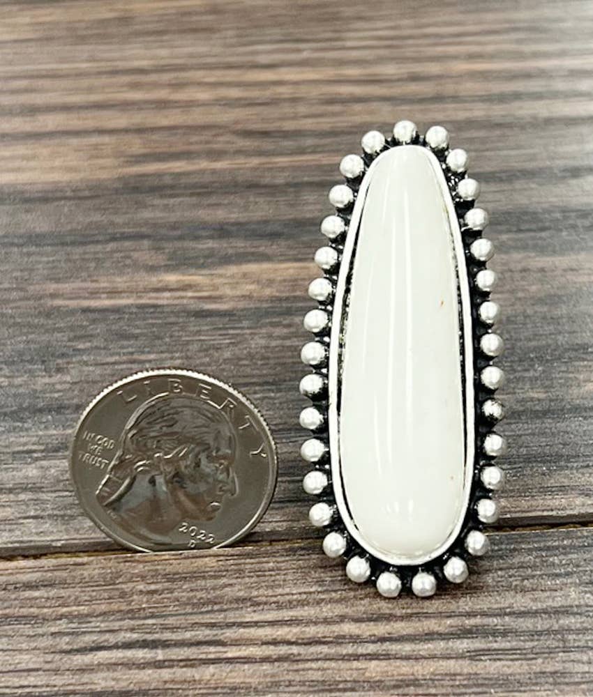 White Turquoise Adjustable Ring