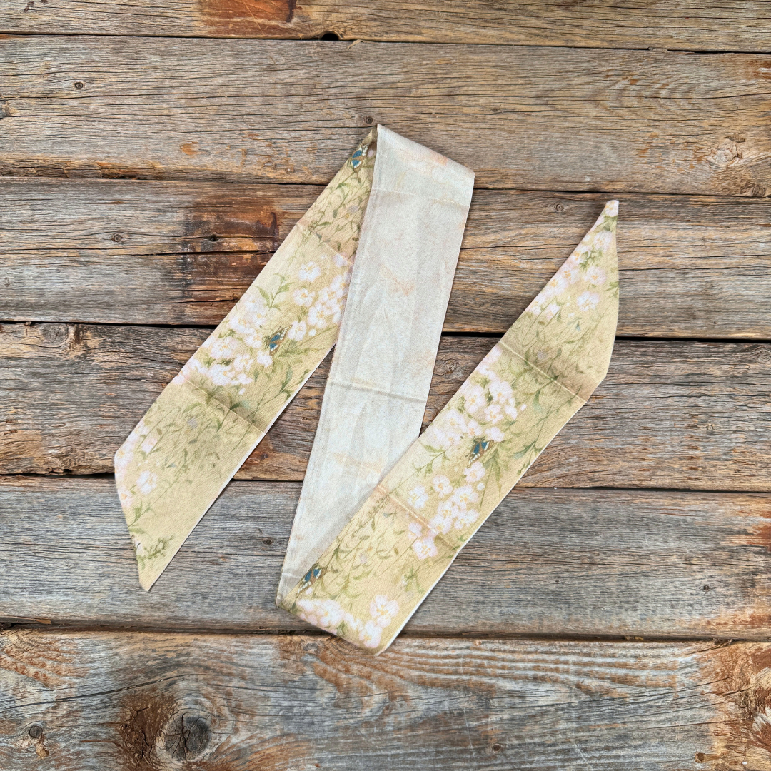 Green and Cream Western Skinny Mini Wild Rag Scarf / Cowgirl Necktie #TW105