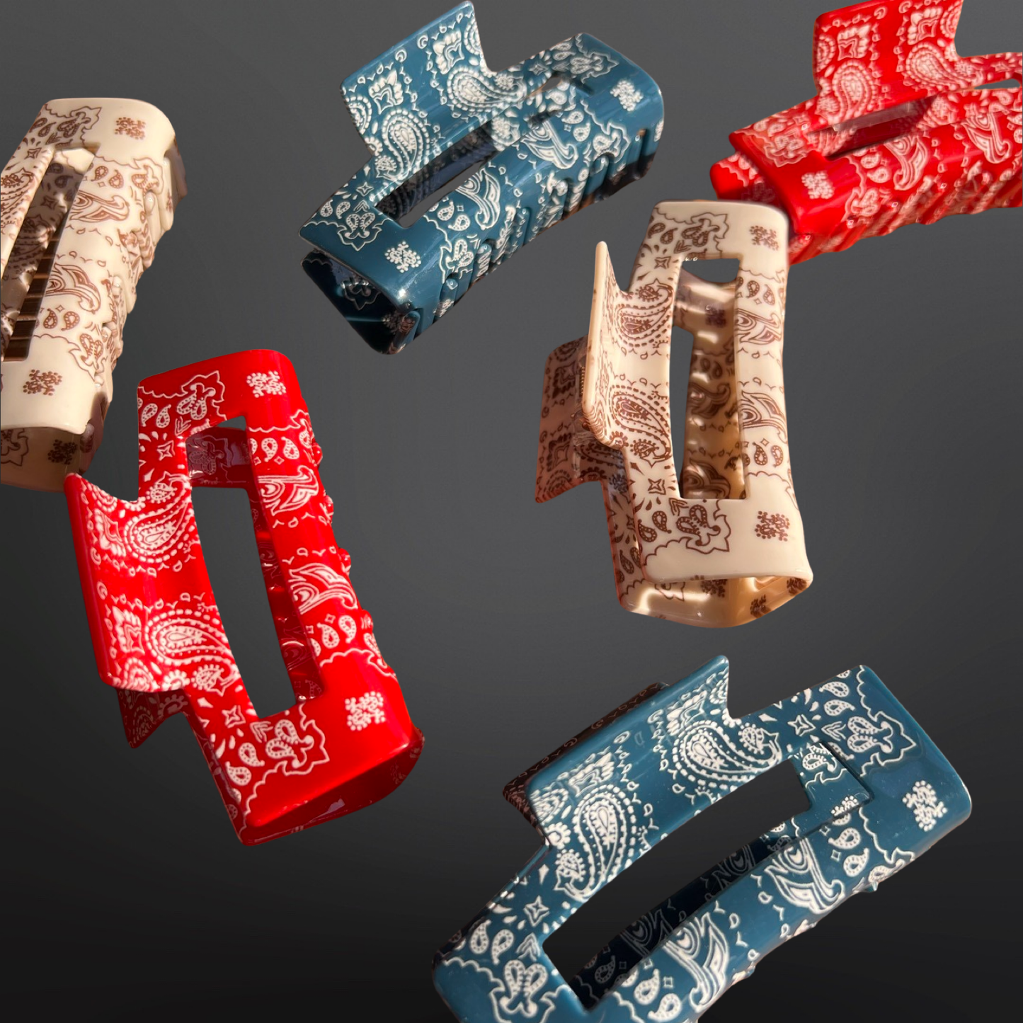 Western Paisley Bandana Print Claw Clip