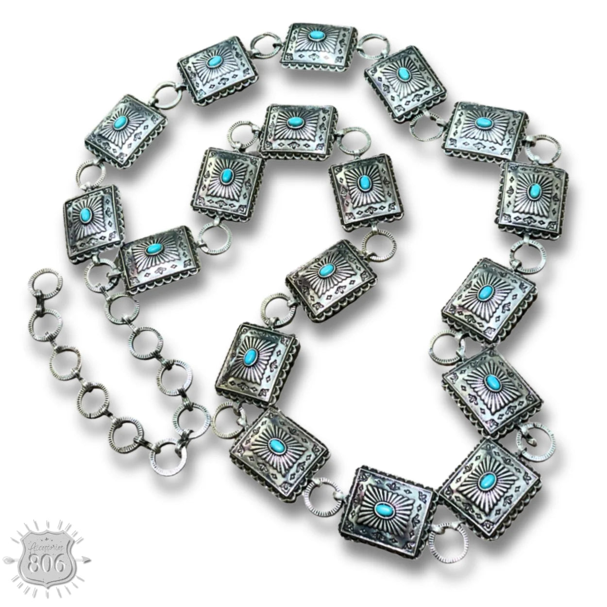 Western Rectangle Silver Concho Belt