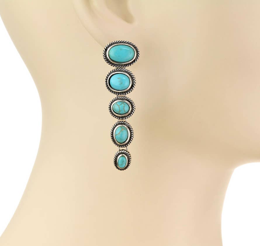 Western Dangle Turquoise Stud Earrings