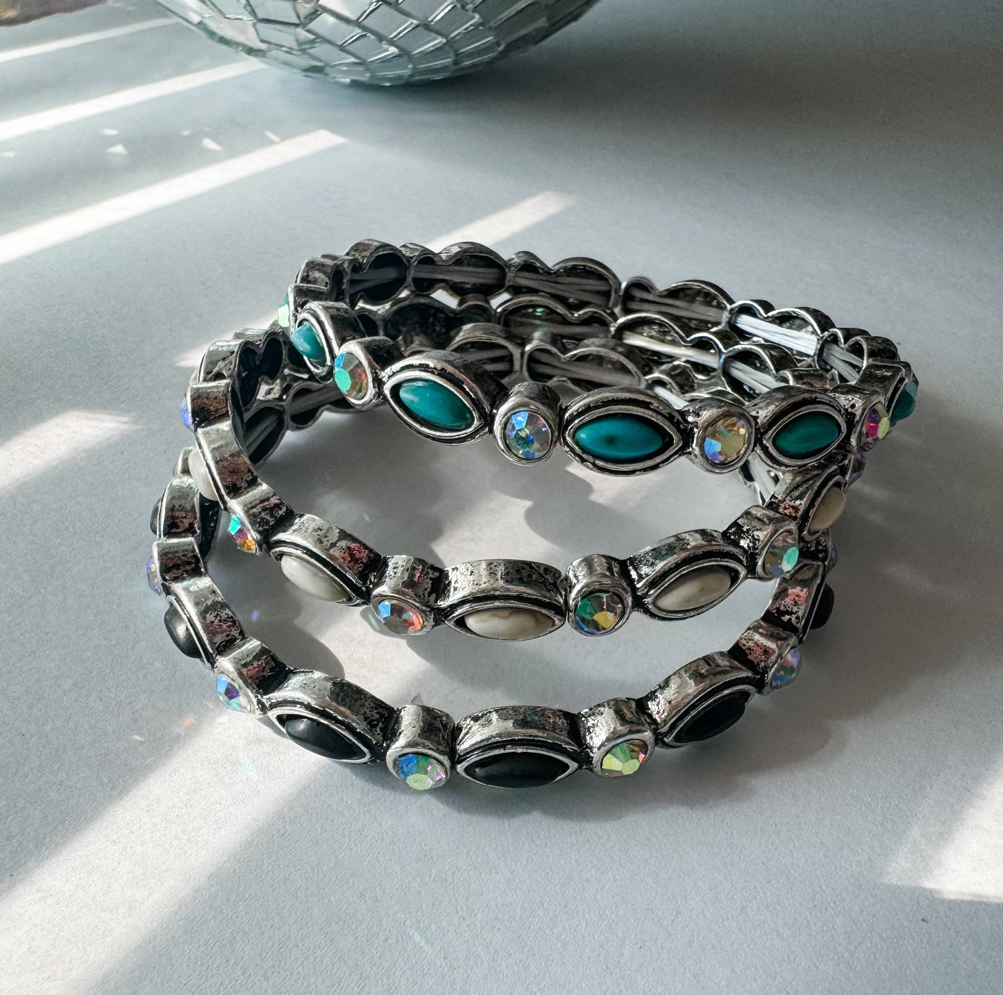 Western Style Stone Stretch Bracelet AB Stone